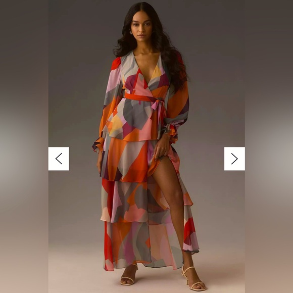 Anthropologie Plus Hutch Long-Sleeve V-Neck Wrap Maxi Dress - Picture 1 of 11